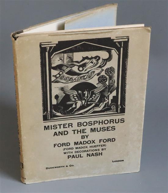 Ford, Ford Madox - Mister Bosphorus and the Muses, 1st edition, qto, original half cloth with d.j., with 6 engraved